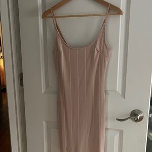 Chic Blush Spaghetti Strap Midi Dress